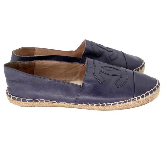 Chanel Espadrille Double Stacked 37 Leather Cc Flats CC-0712N-0017 - Picture 6 of 11